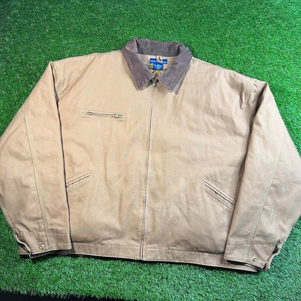 90's Sportsmaster 520 Work Jacket Men's 3XL Tan Brown Corduroy Collar Cotton